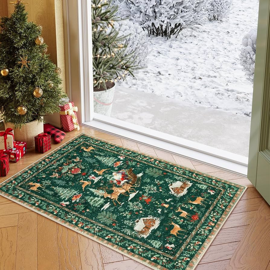 Lahome Indoor Christmas Rug 2x3 Small Kitchen Bathroom Rugs for Entryway,Washable Soft Non-Slip C... | Amazon (US)
