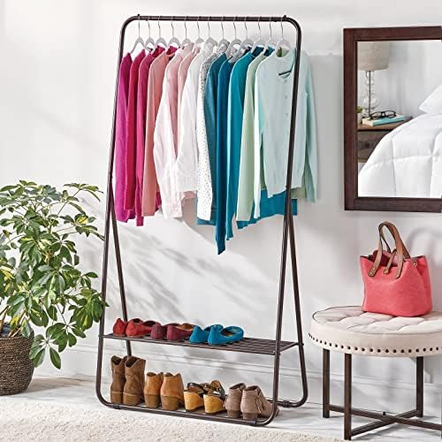 mDesign Garment Rack, Portable, Tall Vertical Storage Unit with Shelf - Sturdy Steel Frame, for B... | Amazon (US)