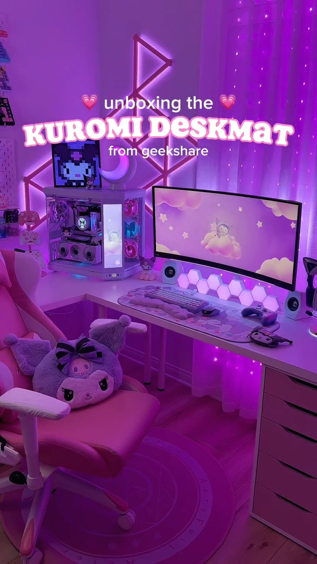 Pastel Kuromi! 🌸💜 Unboxing one of my favorite deskmat / wrist mat combos ever! 😍

I linked many of the items featured below, along with similar products + alternatives for anything that is no longer available! ✨

💗💕💗💕💗💕💗

Kuromi, Sanrio, Kuromi gaming setup, purple gaming setup, pink gaming setup, pc gaming, kawaii gaming setup, desk ideas, gaming room ideas, shop my setup, gaming peripherals, cute room decor, pastel decor, RGB lighting, gaming deskmat, wrist mat, wrist rest

#LTKSaleAlert #LTKHome #LTKFindsUnder50