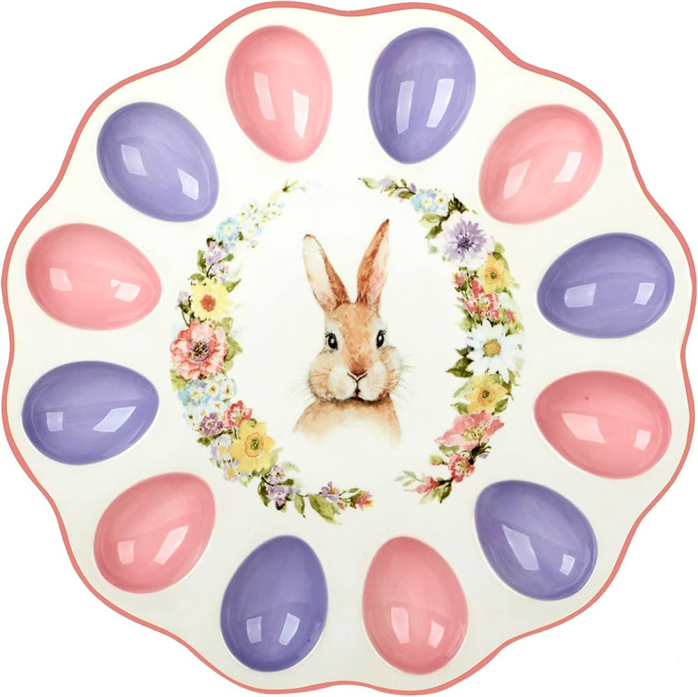 Certified International Easter Garden 3-D Deviled Egg Plate, 12" Diameter, Multicolored | Amazon (US)