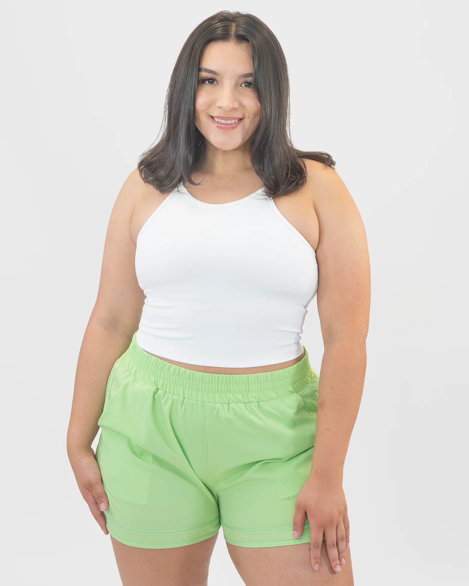 Thin Strap Crop Tank - White | Senita Athletics