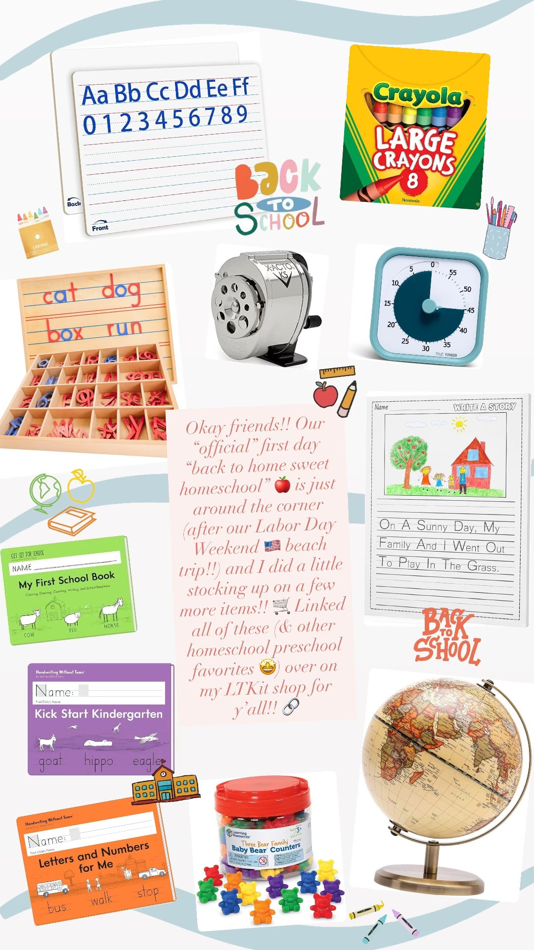 Okay friends!! Our “official” first day “back to home sweet homeschool” 🍎 is just around the corner (after our Labor Day Weekend 🇺🇸 beach trip!!) and I did a little stocking up on a few more items!! 🛒 Linked all of these (& other homeschool preschool favorites 🤩) over on my LTKit shop for y’all!! 🔗