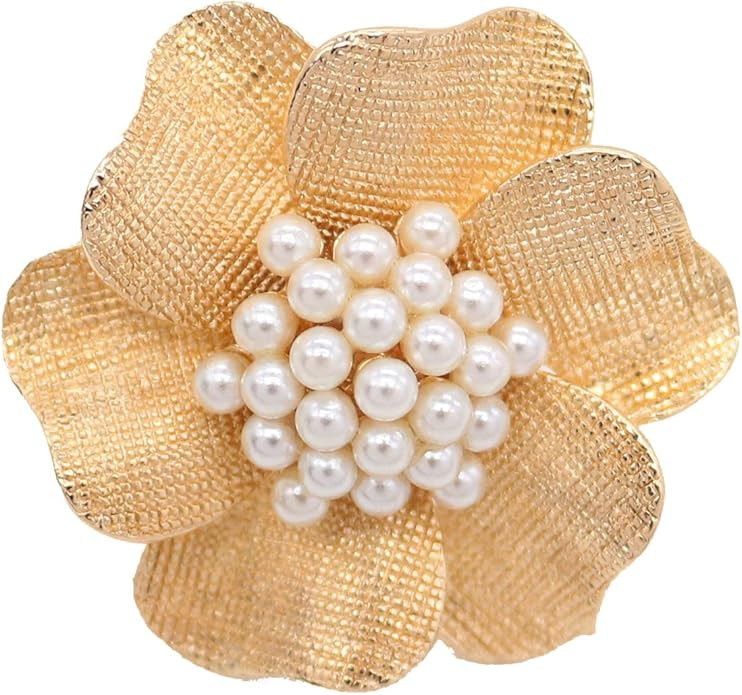 HSQYJ Fashion Adjustable Pearl Crystal Flower Cocktail Statement Ring Rhinestone FloraL Engagemen... | Amazon (US)