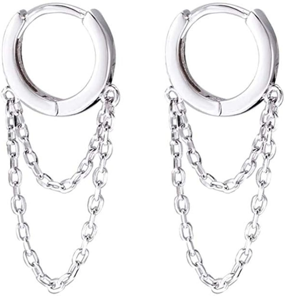 Tassel Chain Drop Dangle Small Hoop Earrings for Women Girls 925 Sterling Silver Huggie Helix Car... | Amazon (US)