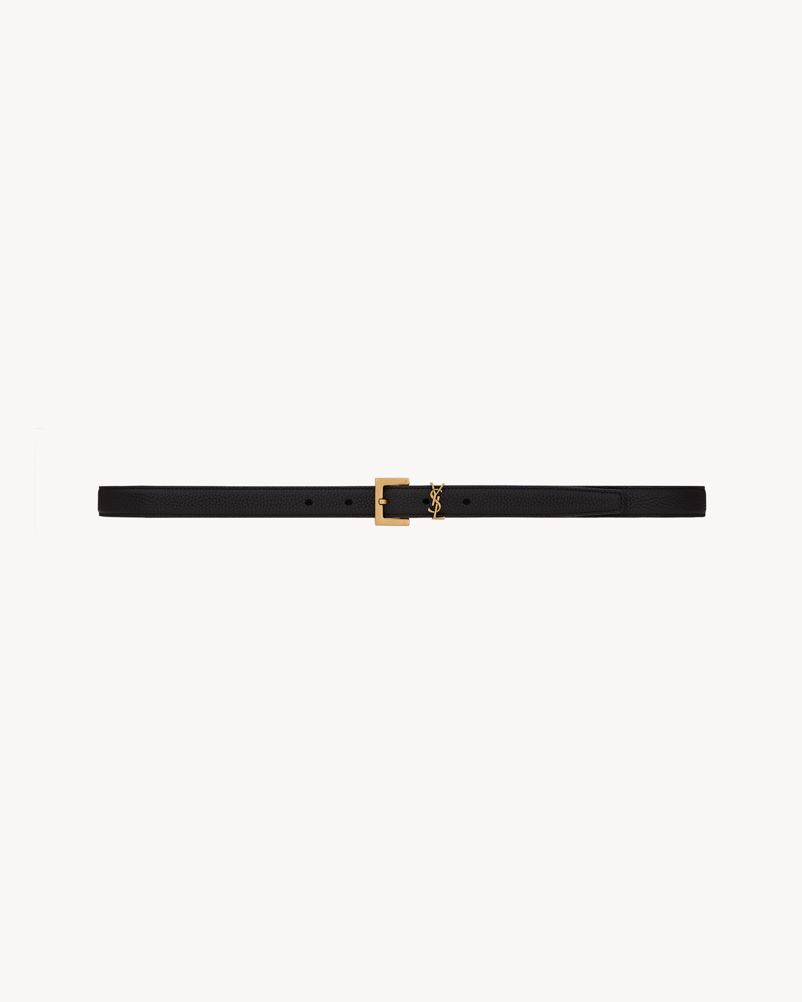 cassandre thin belt with square buckle in grained leather | Saint Laurent Inc. (Global)