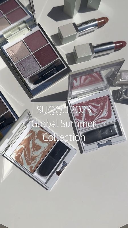 Here’s a look at the LE SUQQU 2023 Global Summer Collection 
SUQQU Treatment Wrapping Lip – (LAUNCHING June 2nd)

102 TOUGYOKU - A delicate pink pearlescence evokes the glow of white opals and creates a healthy-looking
complexion.
103 MIGAKISORA - A deep blue underpinned by a multi-coloured pearlescence to bring the mysterious
brilliance of black opals to your lips.

SUQQU Pure Color Blush

140 IROMADOI - A matte brown blush with beige and light green highlights for a naturally contoured look.
141 YUMEMATOI - A matte berry-red blush combined with sweet, blue-toned pink and light blue highlights
to add a subtle flush to your complexion.
SUQQU Signature Color Eyes, £48

SUQQU Marble Color Lipstick

101 KASUMICHA - An effortless soft beige marbled with a sheer light green to create a chic brown.
102 YURABENI - A deep brown-red, mixed with sheer purple, for a soft, gorgeous rose-red colour.

SUQQU Signature Color Eyes

125 HIKARIMAI (Prism Green x Matte Brown) - This palette features iridescent colours that change from
green to brown-orange, with pearls in the formula for an impressive yet soft shimmer. Whilst the matte brown
adds natural depth and contour.
126 ASOBIKARI (Prism Purple x Matte Mauve) - Featuring a mellow matte mauve colour that creates a
beautiful harmony with the iridescent tones of the ombre purple-pink shimmer.

#LTKSeasonal #LTKbeauty #LTKFind