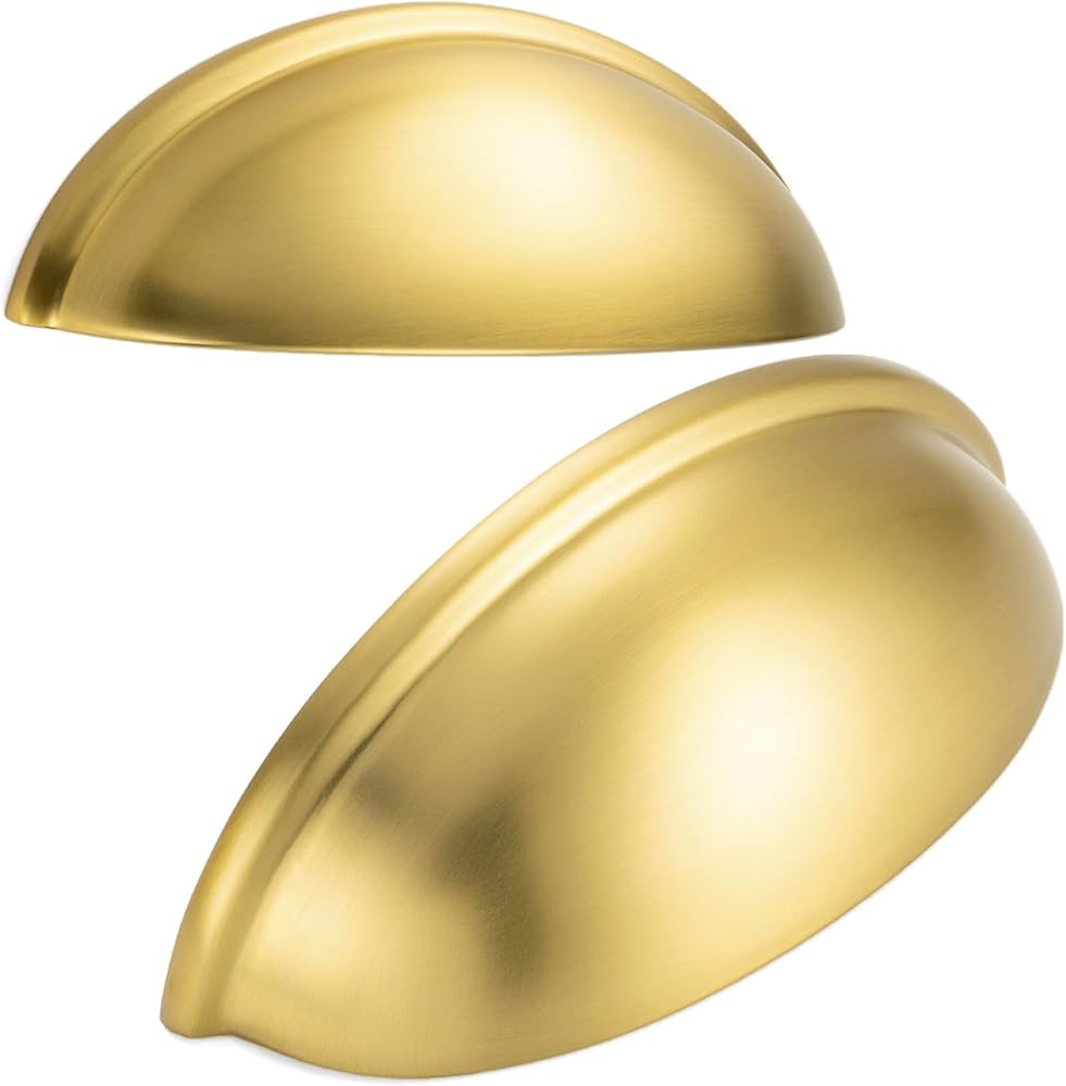 BEROSSA 10 Pack 3 Inch Brushed Gold Cup Drawer Pulls Gold Cabinet Handles Gold Cabinet Pulls for ... | Amazon (US)