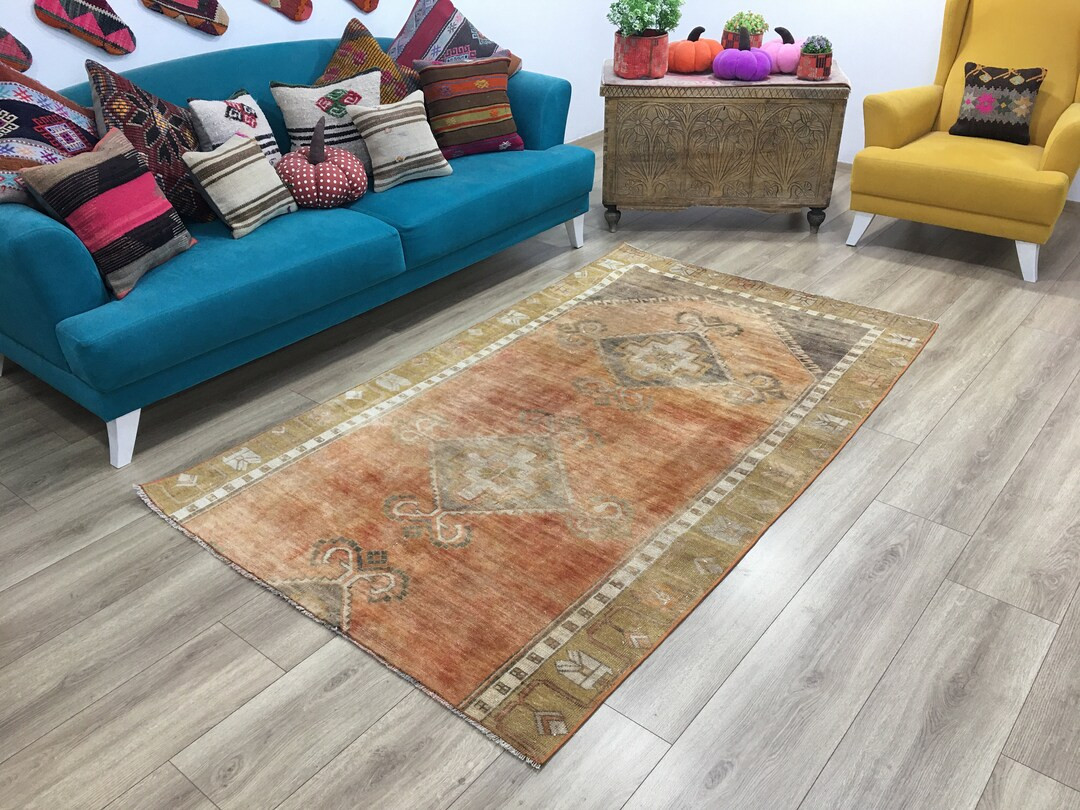 Turkish Area Rug, Bohemian Rug, Oushak Rug, Vintage Rug, Living Room Rug, Saloon Rug, Kitchen Rug... | Etsy (US)