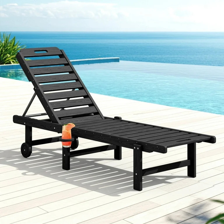 SERWALL Patio Chaise Lounge Chair, 5 Positions Adjustable Backrest, 78" Length HDPE Outdoor Chais... | Walmart (US)