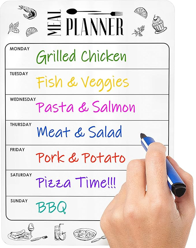 Dry Erase Magnetic Meal Planner for Refrigerator A4 (8.5x12 inch) - Magnet Weekly Menu Board for ... | Amazon (US)