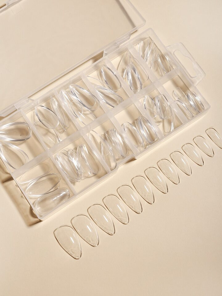 Transform Your Nails with 100pcs a box of transparent mid-length almond false nail patches For wo... | SHEIN