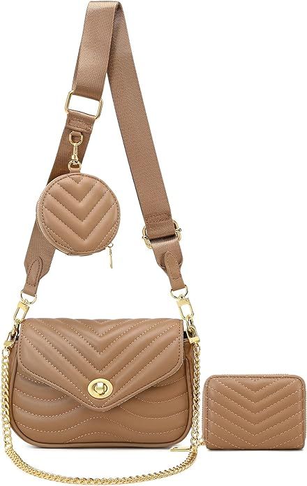 JEEHAN Quilted Crossbody Bags for women Designer Shoulder Handbags Small Purse | Amazon (US)