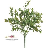 16"" Faux Boxwood Bush Burgundy Green, 9 Stems, Artificial Decorative, Plastic, Filler, Greenery, Fa | Etsy (US)