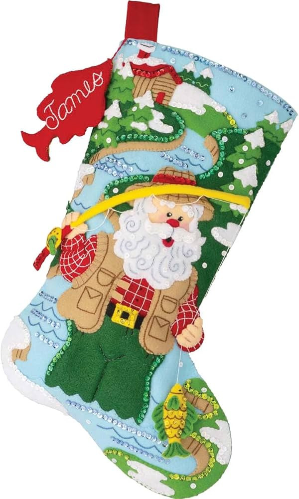 Bucilla, Fly Fishing Santa, Felt Applique 18" Stocking Making Kit, Perfect for DIY Arts and Craft... | Amazon (US)