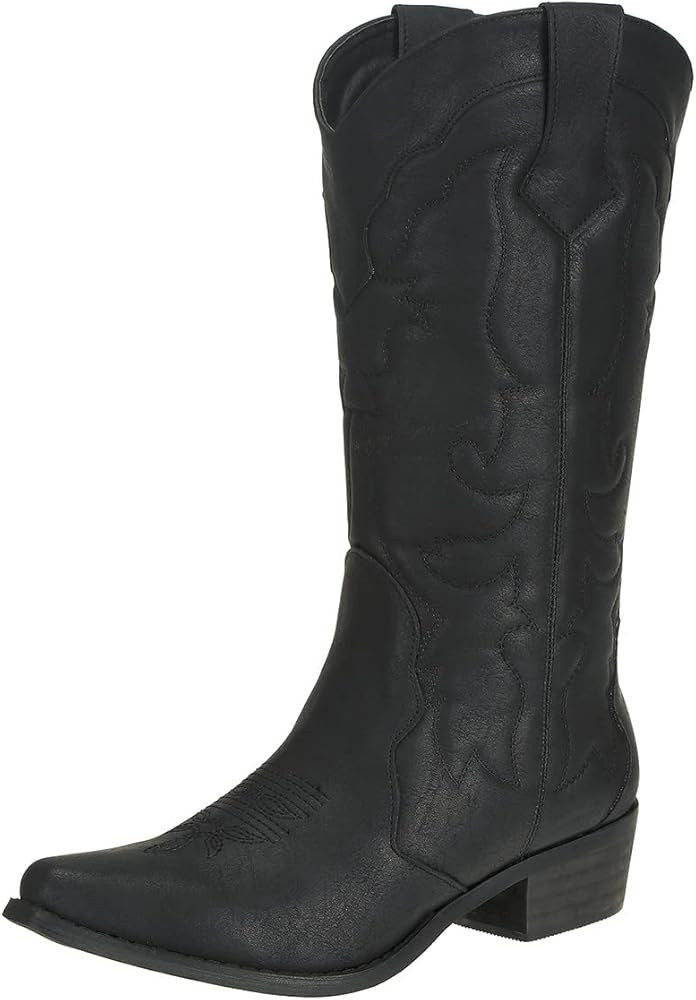 Womens Western Cowgirl Cowboy Boots Mid Calf Snip Toe Fashion Shoes | Amazon (US)