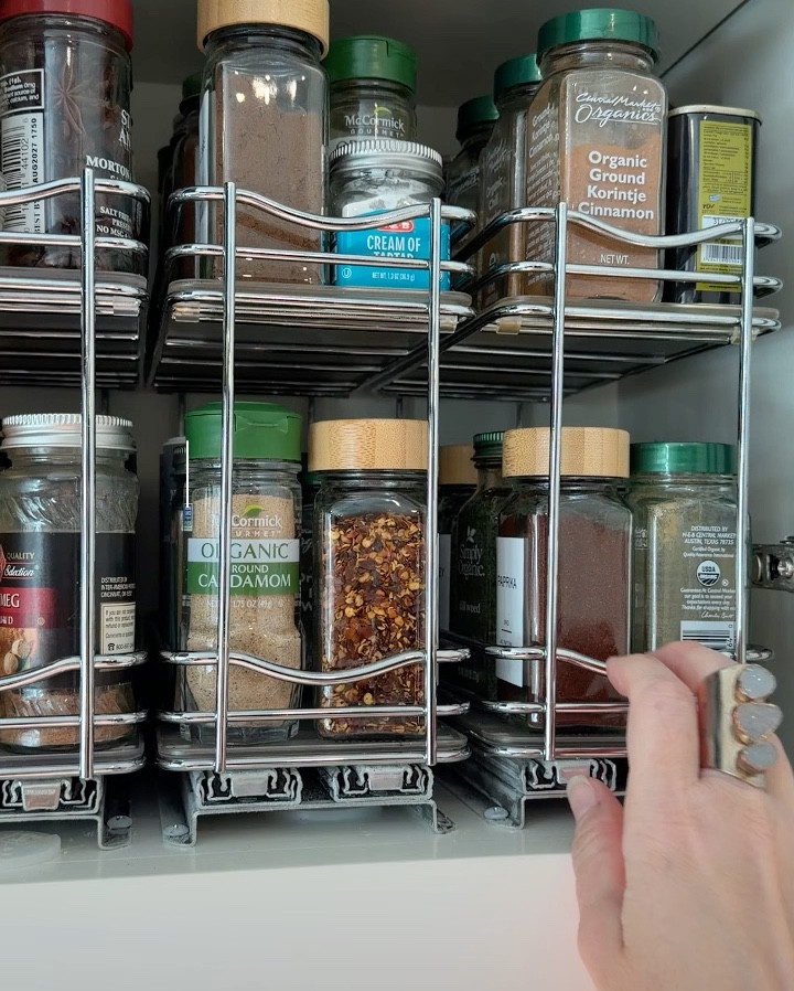 Want to organize your kitchen like a pro?

Feel like a professional chef with every bottle and jar right at your fingertips! This Spice Organizer (4-3/8" wide) maximizes narrow cabinet space, giving you quick, effortless access to all your favorite seasonings. 🧂🌿

Why it’s a game-changer for your pantry & upper cabinets:

⚙️ Featuring the patented PROGLIDE® PLUS 2 heavy-duty ball-bearing glides, it smoothly extends without sagging, bending, or breaking under heavy loads.
🛡️ The thick 1/8” heavy-duty tray locks securely in place to protect cupboards from messy spills and prevent small jars from tipping over.
🛠️ No awkward angles or measuring required! The exclusive EASY MOUNT® design installs in minutes using just 2 accessible back screws.
💎 Engineered with commercial-grade polished metal wire, a rust-proof chrome finish, and backed by a Lifetime Limited Warranty.

Compact Size, Maximum Storage: Measures 4.3" W x 10.3" D x 8.5" H—specifically designed for narrow upper cabinets and deep pantry shelves. 📦

Comment "SPICE" to shop this exact spice rack on our LTK! Click the link in our bio to order yours today!
✅ Everything is linked on my profile in the @shop.ltk pp.  
✅ Search Elizabeth_Greever to find & follow my profile. All my recent IG posts can be found at the top.  
✅ You can also shop everything through the link in my bio - @eversancooperdesign

#LTKhome #KitchenOrganization #PantryOrganization #LynkProfessional #SpiceRack #HomeOrganization #KitchenHacks #LTKfinds #CabinetStorage #HomeDeclutter


#LTKdayinmylife #LTKSaleAlert #LTKHome