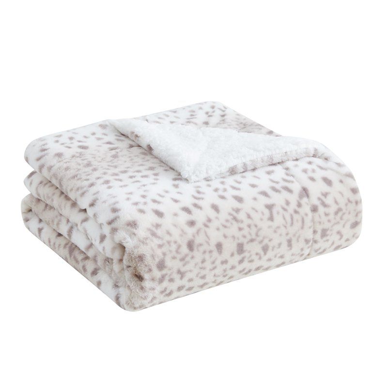 Better Homes & Gardens Faux Fur and Sherpa Throw, 50" x 60", Snow Leopard | Walmart (US)