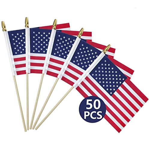 50 Packs Small American Flags on Stick,American Flag for Outside 4x6,Mini Flags/Small US Flags/USA flag 4th of July Decorations Outdoor,Fourth of July Decorations for Home,Memorial Day Decor | Amazon (US)