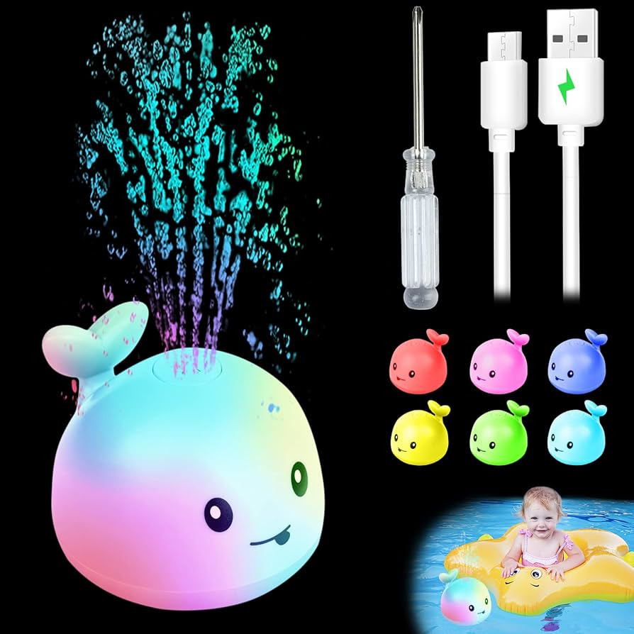 Rechargeable Whale Baby Bath Toys, CandyFouse Baby Toys，Colorful Light Up Bath Toy, Long Batter... | Amazon (US)