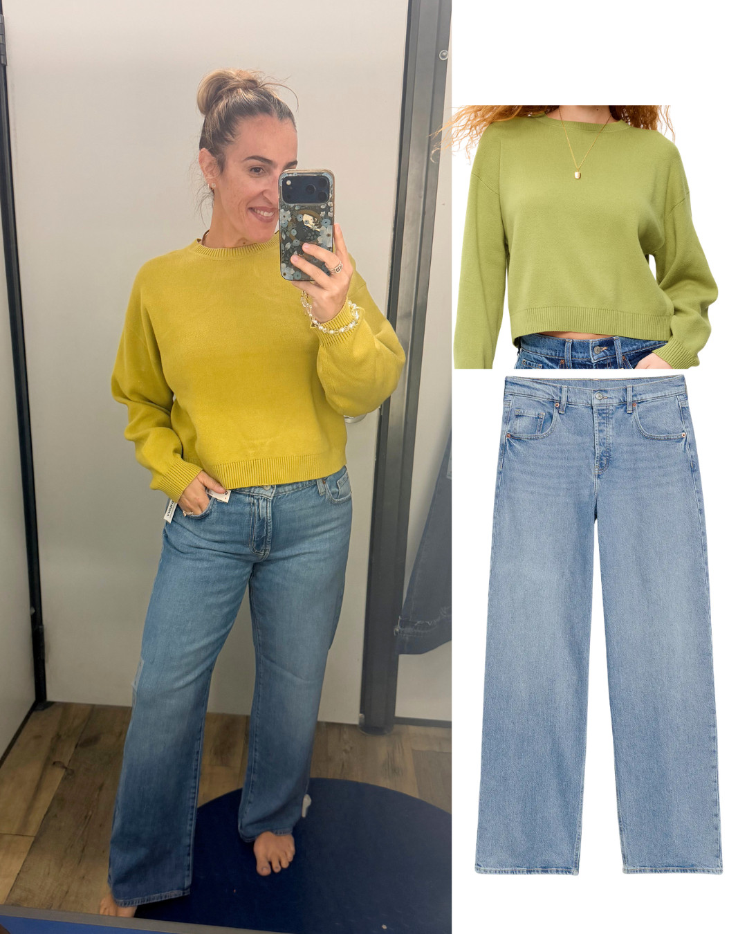 Sweater is super soft! im in tts medium. the color in person is more like picture. jeans run roomy! i size down to a 6.  

 #LTKootd #LTKmomlife #LTKOver40