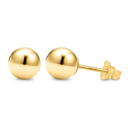 Kezef 14K Yellow Gold Filled Round Ball Stud Earrings for Women - 6mm | Walmart (US)
