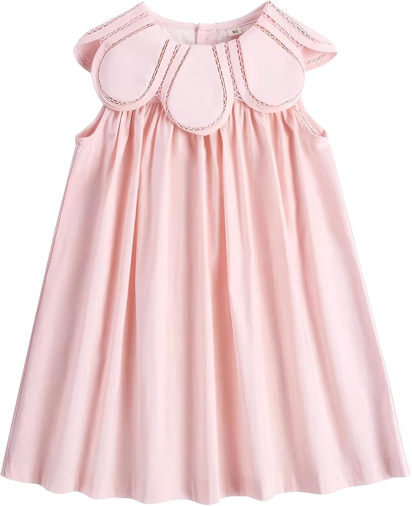 Twoflower Toddler Baby Girl Casual Cotton Dress with Flower Shaped Collar by Handmade | Amazon (US)