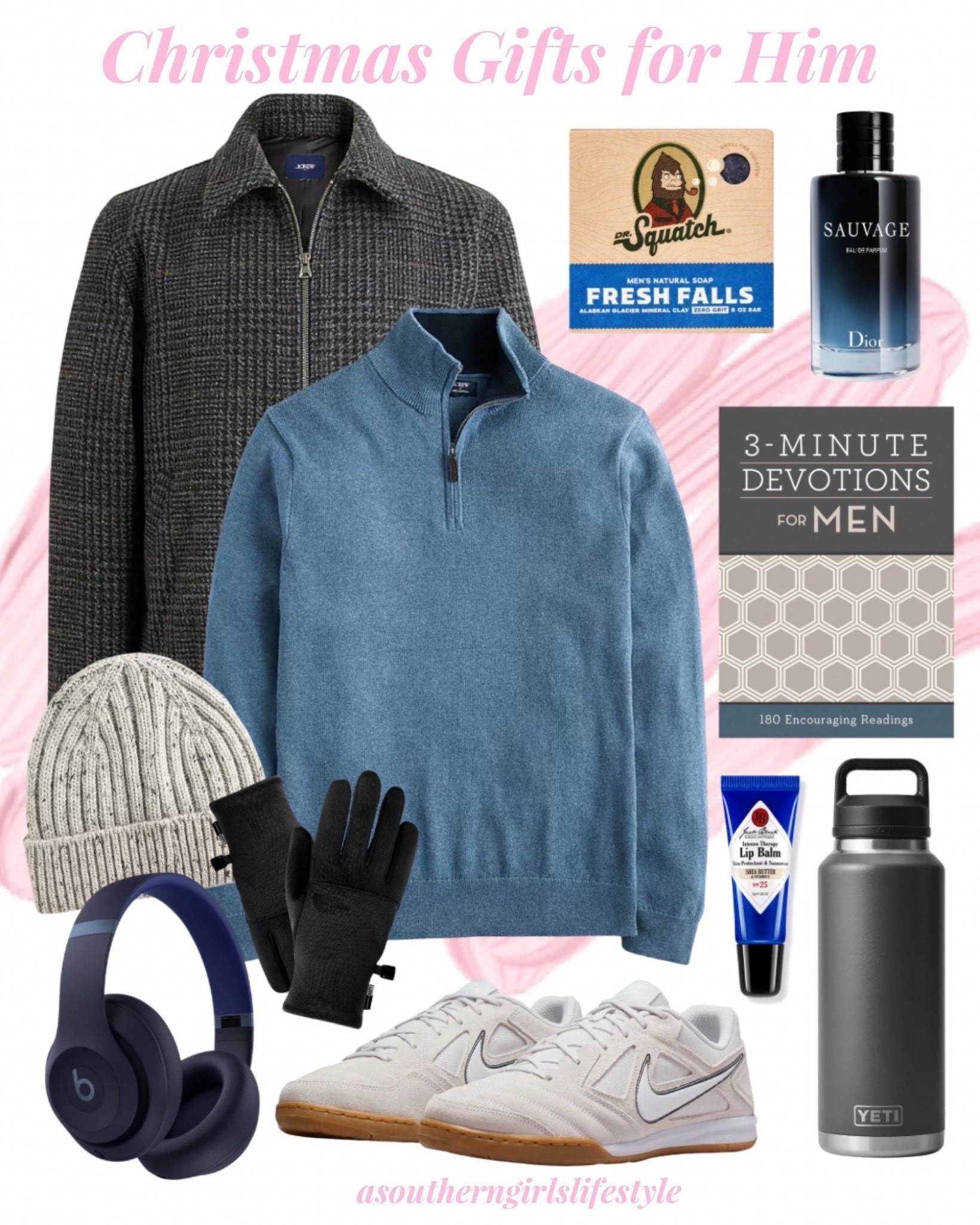 Christmas Gifts for Him! Stocking Stuffers too! Most Items (Nike’s & Beats included are on Sale!)

Charcoal Glenplaid Wool Blend Jacket, Blue Cotton Quarter-zip Sweater (tons more colors), Dr. Squatch Soap, Dior Sauvage Cologne, 3 Minute Devotions with God, YETI Rambler Bottle with Chug Cap, Jack Black Lip Balm,, Nike Gato Sneakers, North Face Gloves, Heather Grey Donegal Beanie & Beats Studio Pro Bluetooth Wireless Headphones 

Gift Guide for Him Gifts for Him. Stocking Stuffers Men. 

#LTKHoliday #LTKGiftGuide #LTKSeasonal