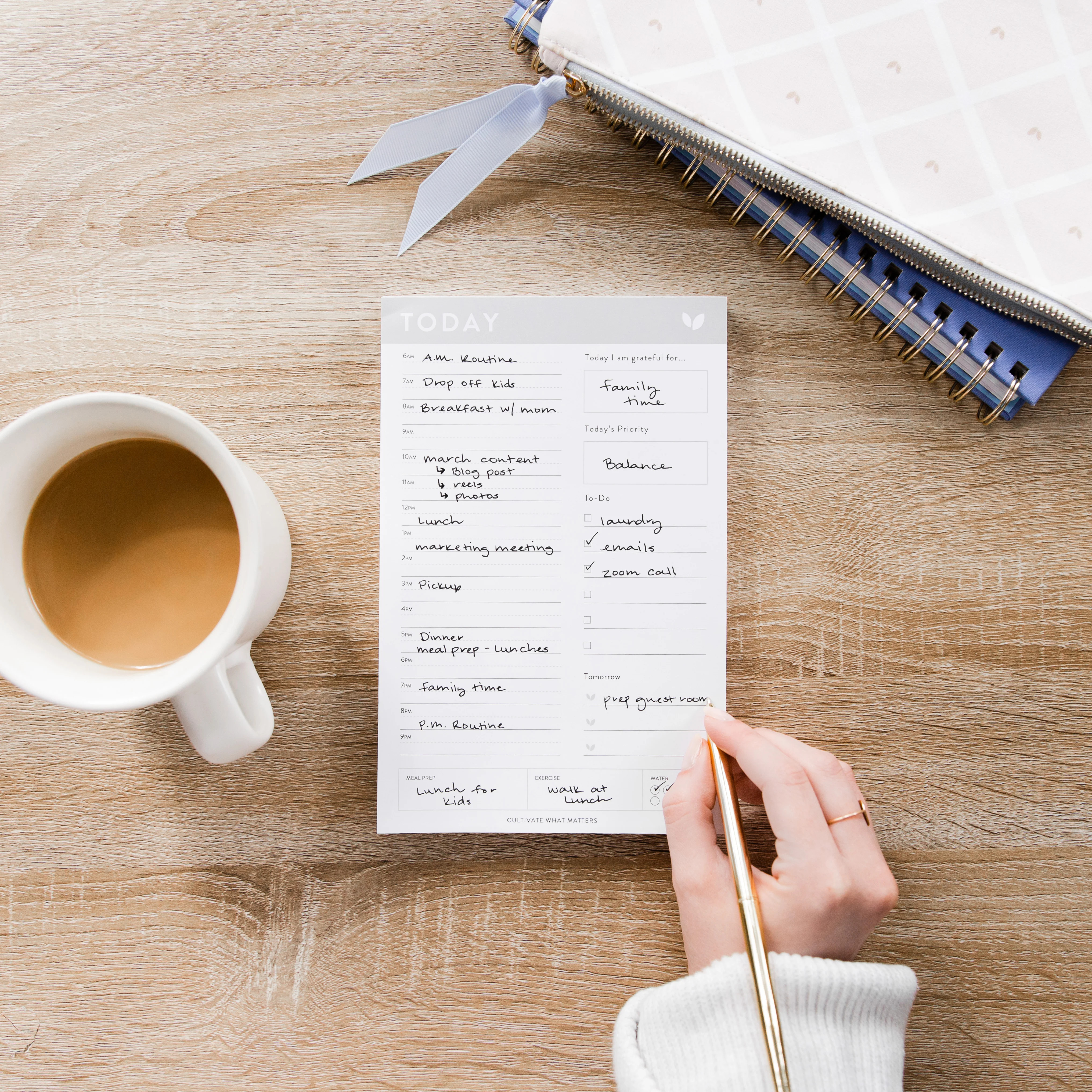 Daily Planner Notepad | Classic Gray | Cultivate What Matters
