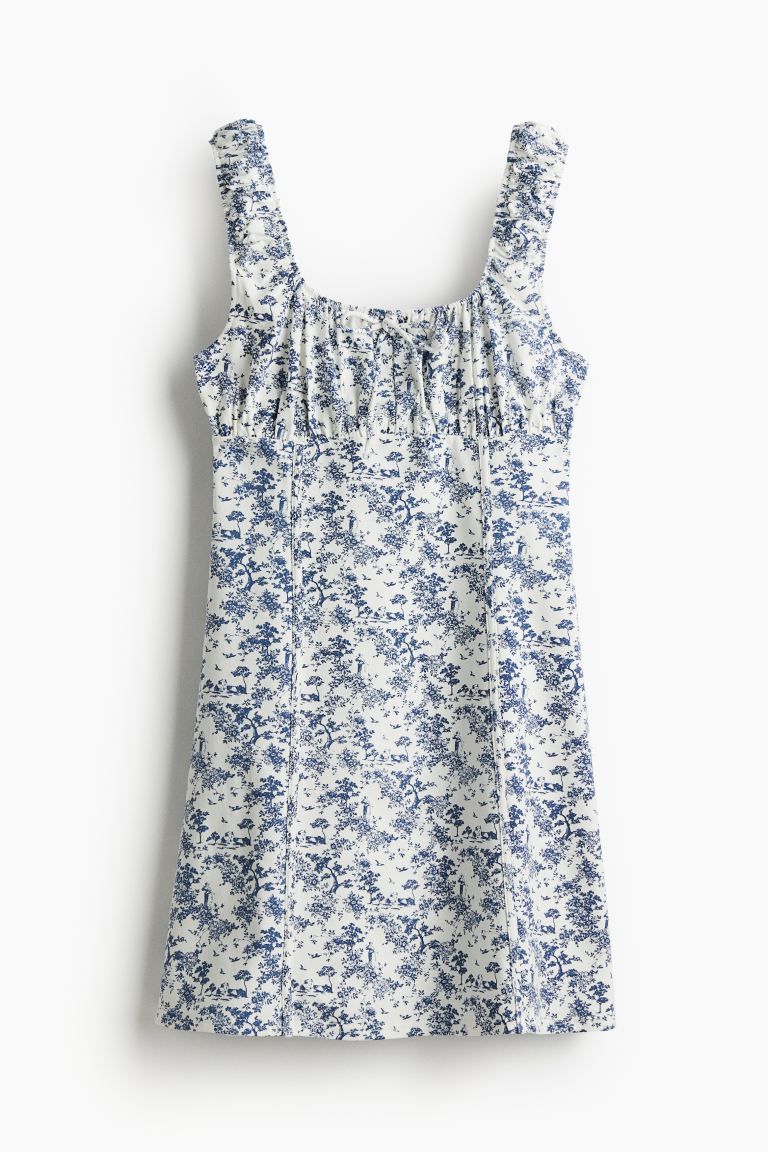 Corset-inspired Jersey Mini Dress - Cream/trees - Ladies | H&M US | H&M (US + CA)
