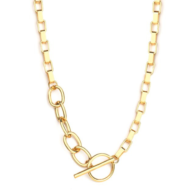 JeenMata Long Box Chain Necklace - Chain Necklace - 18K Yellow Gold Plating over Silver - Cable C... | Walmart (US)