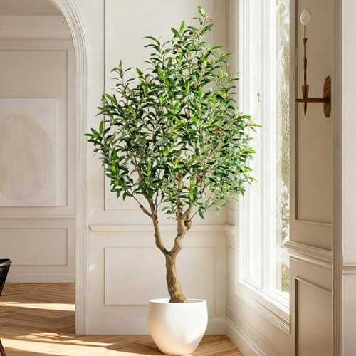 Erimda 6FT Faux Olive Tree with Tall Exquisite Planter Artificial Olive Tree Tall, Potted Fake Ol... | Amazon (US)