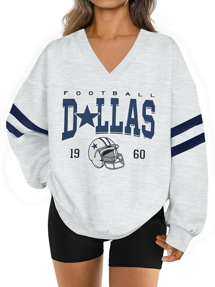 ASTANFY Game Day Sweatshirt Women Sequin Football Sweatshirts Vintage Sunday Funday Graphic Sweat... | Amazon (US)