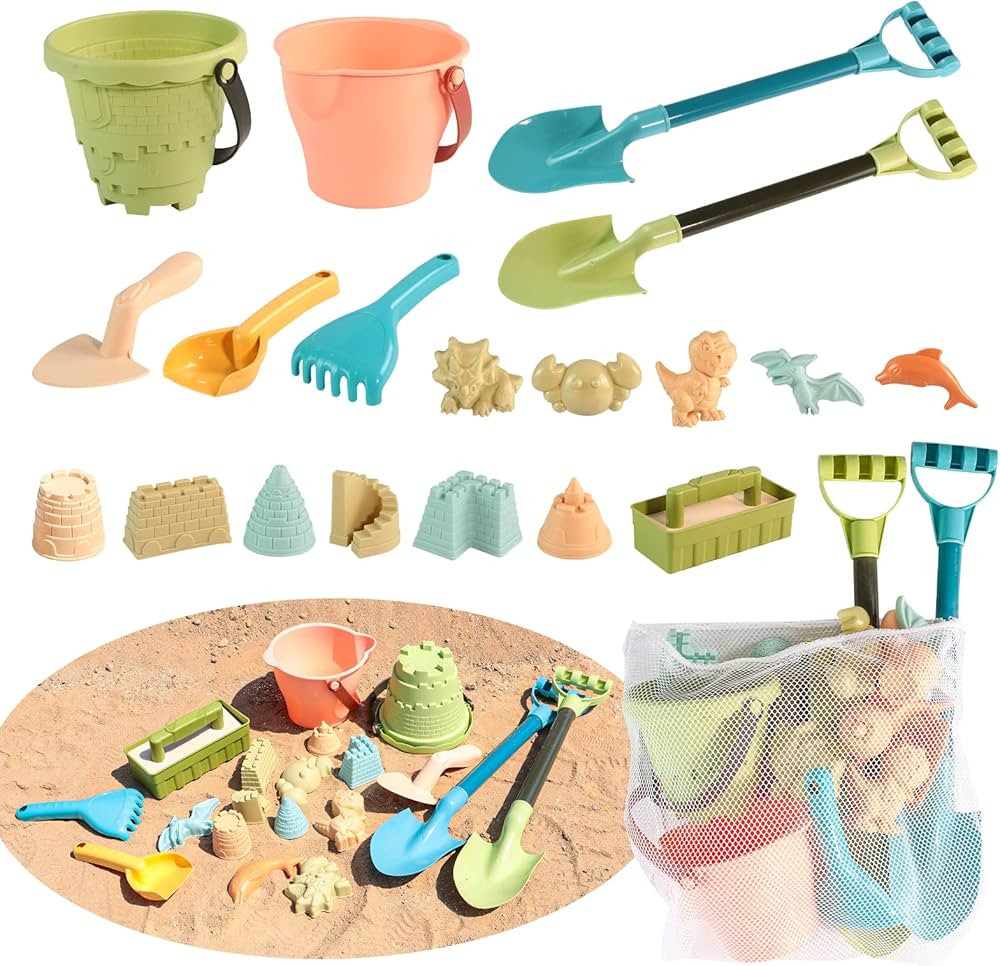 ZHTN-ITUY 19 Pieces Beach Sand Toys Set, Collapsible Beach Toys Includes Beach Bucket, Sand Shove... | Amazon (US)