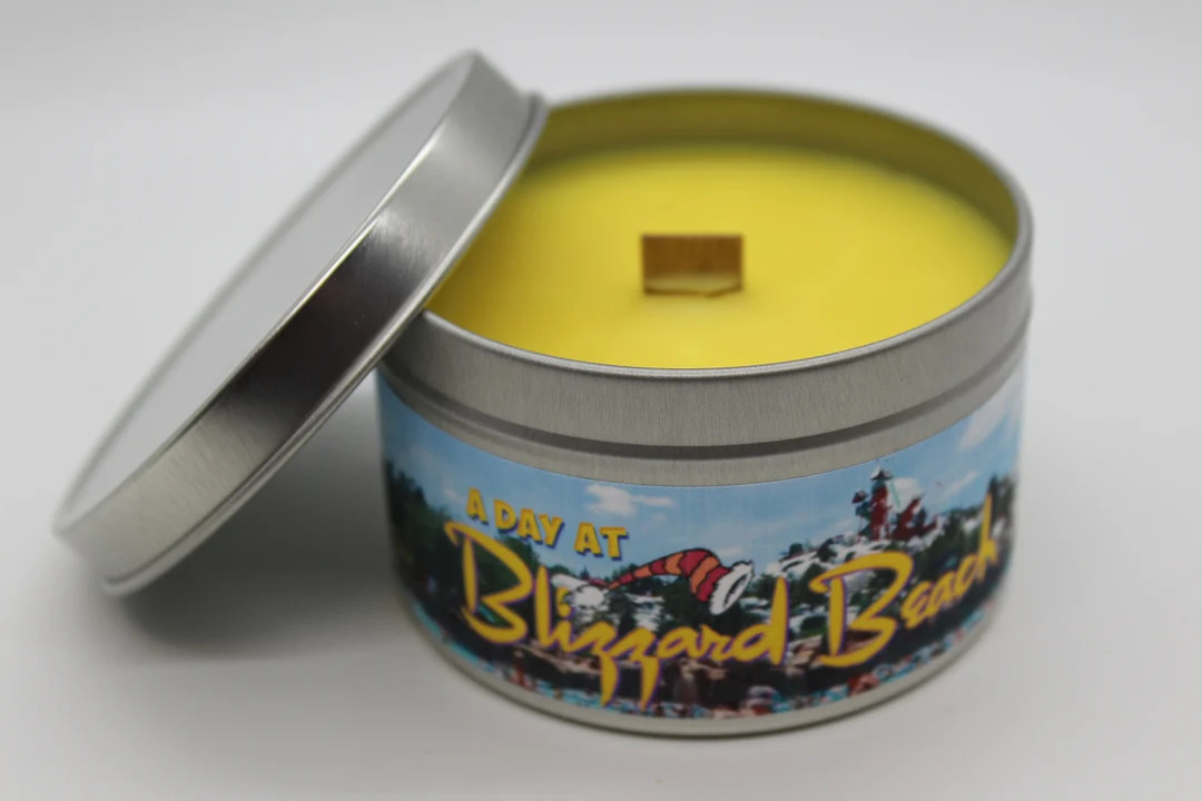 A Day at Blizzard Beach Disney Inspired Scented Candle 8oz Tin With Wood Wick Family Vacation Dis... | Etsy (US)