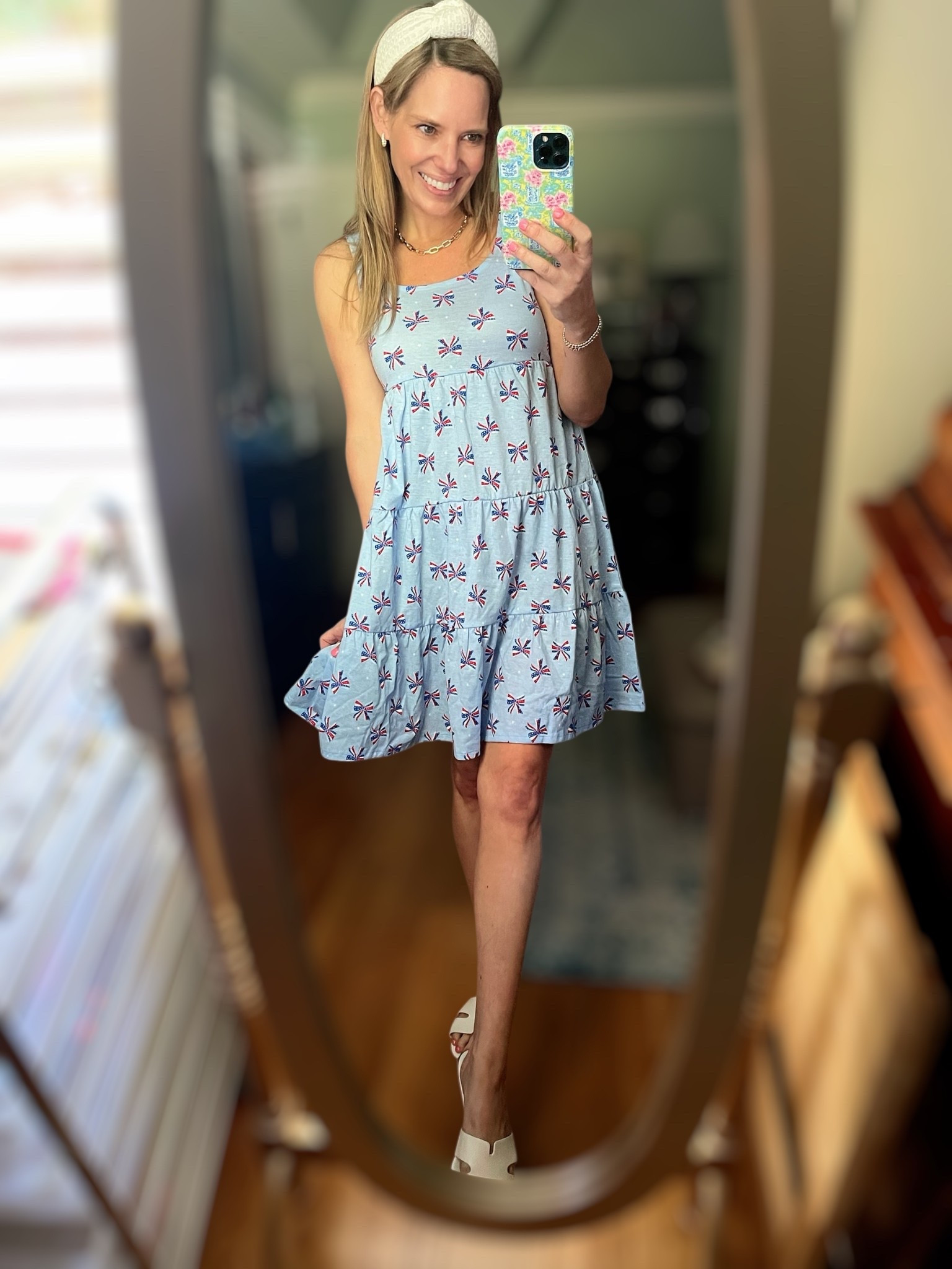 Red, white, and WOW—under $8! This sweet Americana tiered dress is actually from the girls’ section at Walmart, but the Kids XL  fits like a women’s XS/S and gives all the breezy summer vibes. The soft blue fabric is covered in patriotic bow prints and the tiered silhouette is so flattering and fun to twirl in!

Perfect for 4th of July, fireworks, cookouts, or just a sunny day out. I dressed it up with white sandals, a woven headband, and Melinda Maria gold jewelry for that polished touch.

Size: Wearing Kids XL 
Price: Just $7.98! Linked the exact one + coordinating mommy-and-me options.

Use code PREPPYREBEL for 10% off Melinda Maria jewelry—my go-to for lightweight, luxe gold accessories!

#walmartfashion #ltkunder50 #budgetfriendlyfinds #patrioticstyle #girlsdresswomensizing #redwhiteandblue #melindamaria #preppyrebel #walmartstyle #4thofjulyfashion #ltkpatriotic


#LTKFindsUnder100 #LTKKids #LTKFindsUnder50