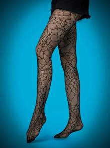 3 Pairs Of Women's Halloween Spider Skeleton Fishnet Stockings | SHEIN