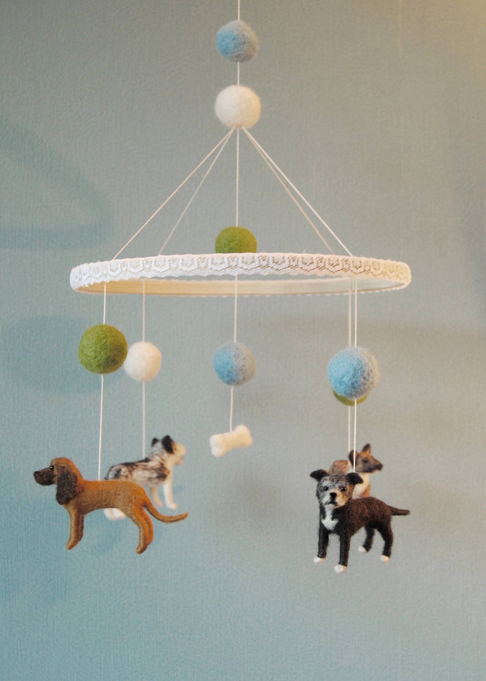 Baby Mobile With 4 Custom Made Dogs and Felt Balls Needle - Etsy | Etsy (US)