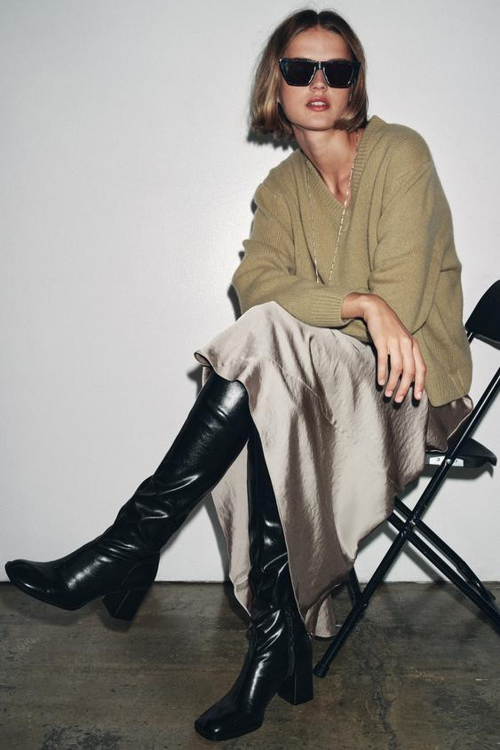 HIGH SHAFT HEELED BOOTS | Zara US