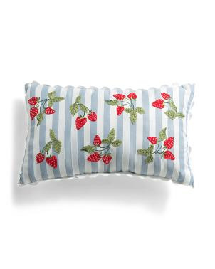 14x24 Strawberry Garden Stripe Indoor Outdoor Pillow | TJ Maxx