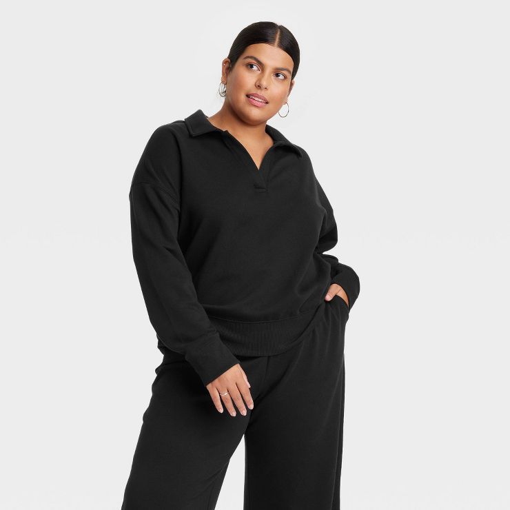 Women&#39;s Plus Size Fleece Sweatshirt - Ava &#38; Viv&#8482; Black 1X | Target