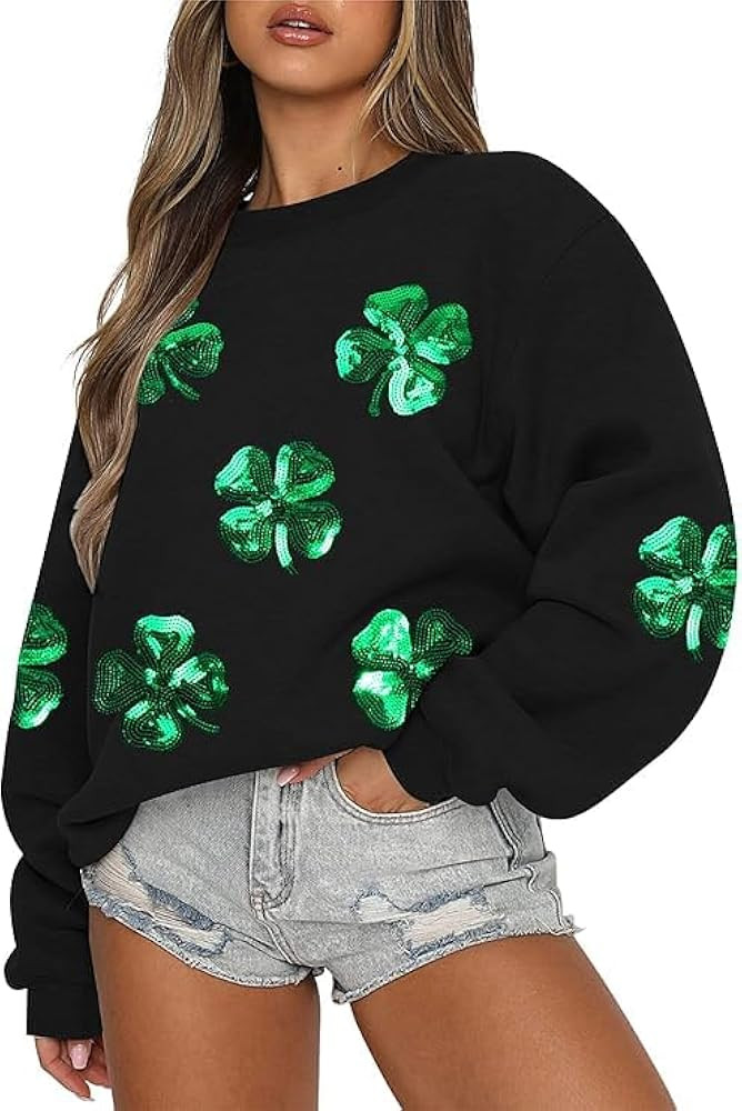 St. Patrick's Day Sweatshirt for Women Lucky Shamrock Long Sleeve Irish Shirt Ireland Pullover To... | Amazon (US)