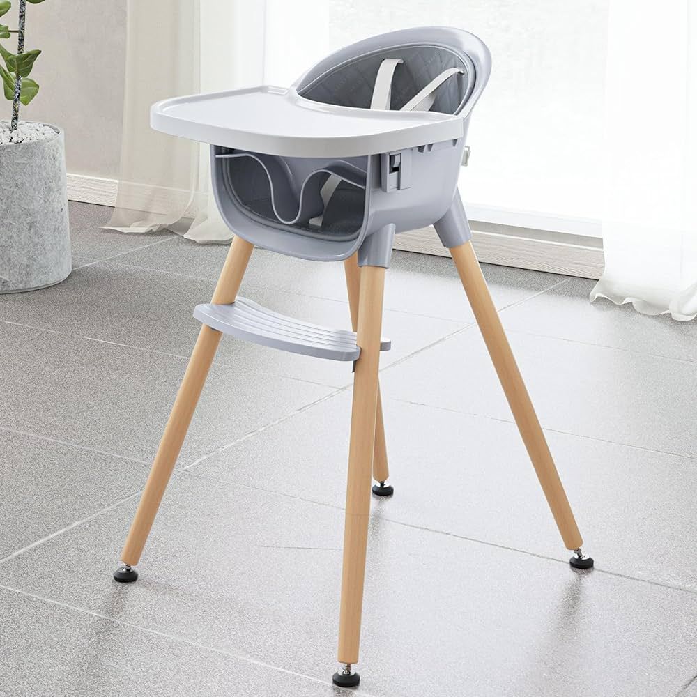 Fodoss Convertible Baby High Chair with Wood Legs and Removable Dishwasher Safe Tray for Boys and... | Amazon (US)