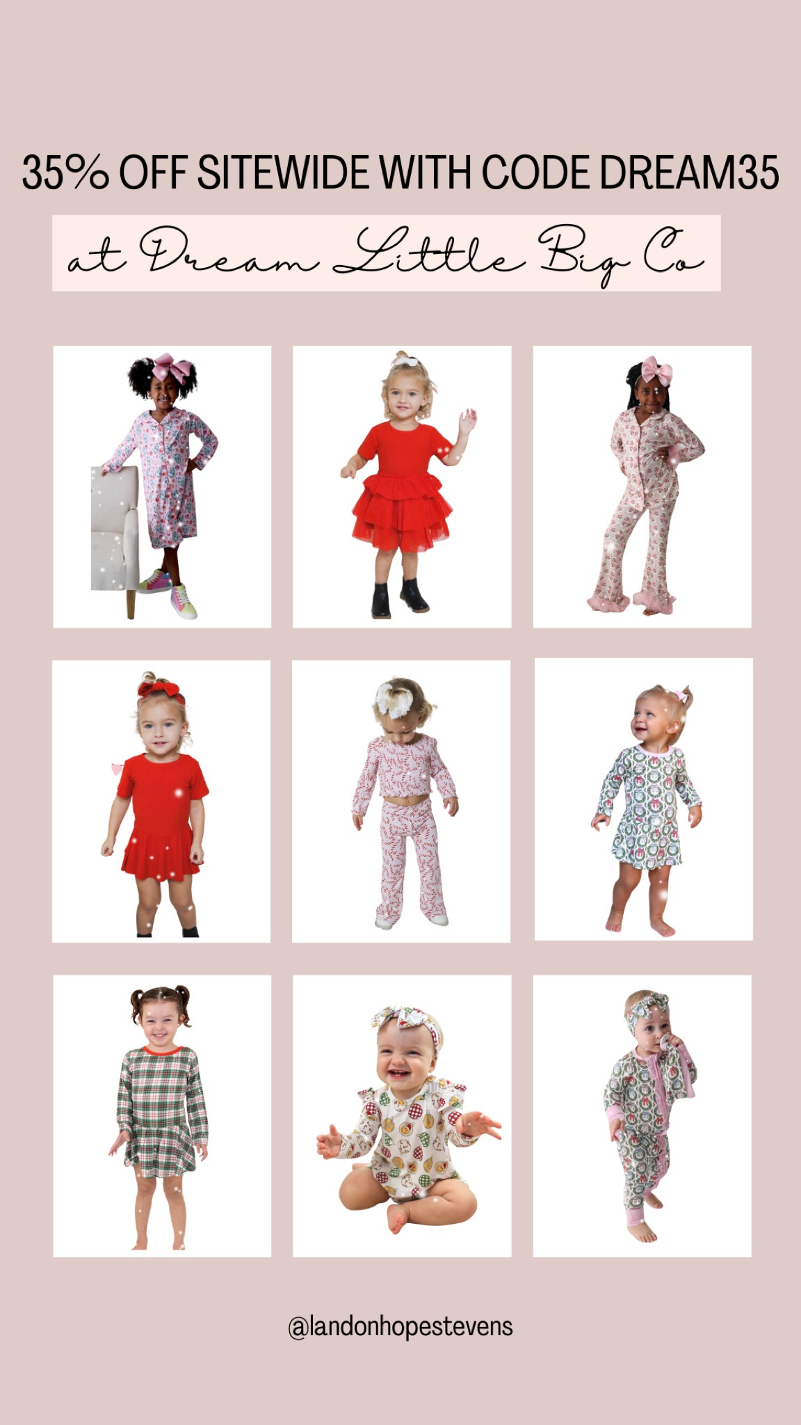 Dress your little ones in holiday magic! 🎀 Save 35% sitewide at Dream Little Big Co with code DREAM35. Perfect for festive pajamas, dresses, and more! 🛒 #DreamLittleBigCo #HolidayKidsFashion #BlackFridaySales

#LTKCyberWeek #LTKHoliday #LTKBaby