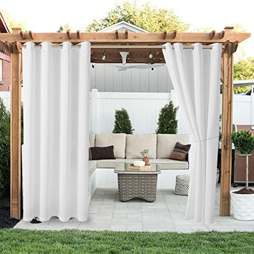 LORDTEX Linen Look Indoor/Outdoor Curtains, 52 x 95 Inch, White – Waterproof, Privacy, Sun Bloc... | Amazon (US)