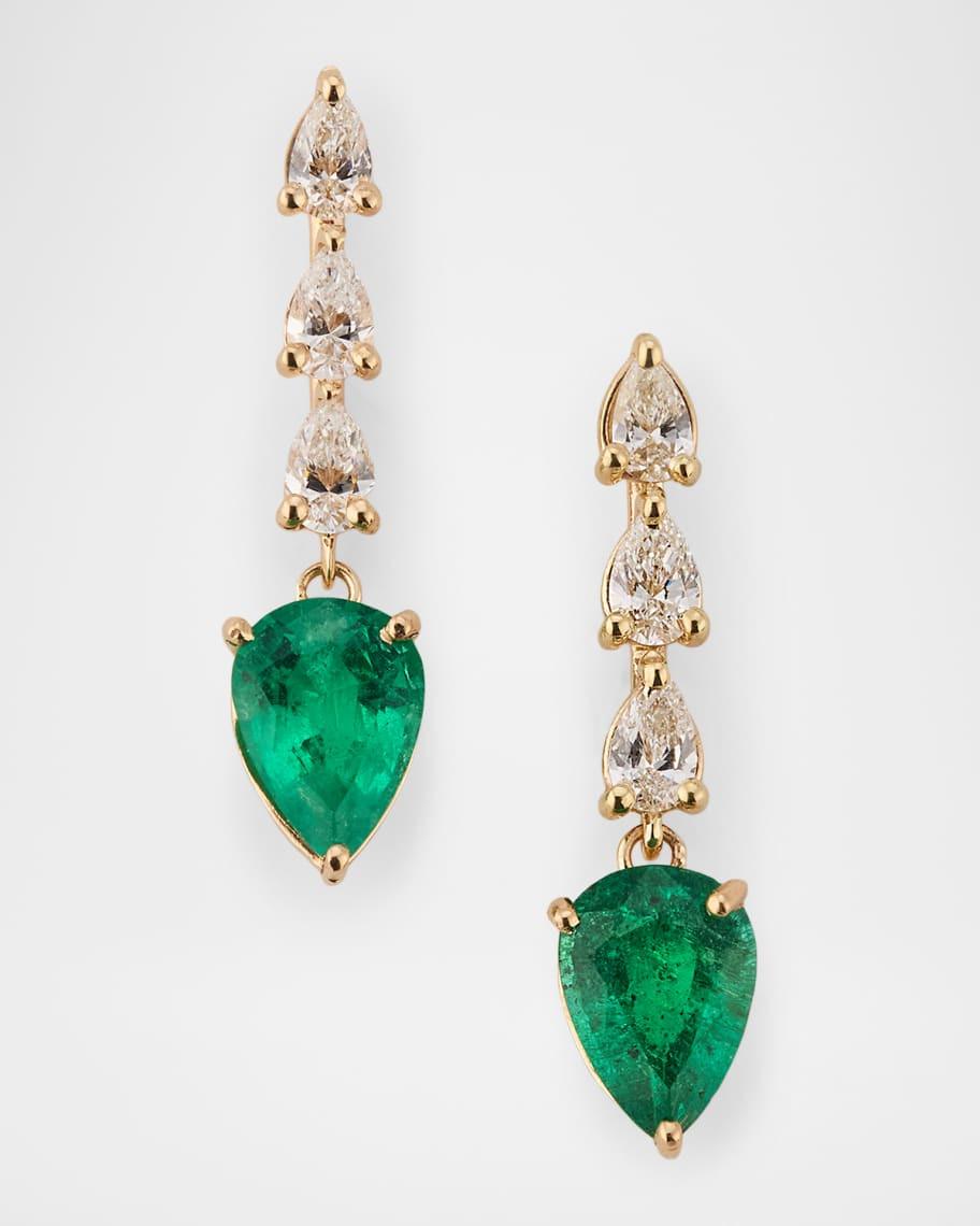 LANA Green Emerald and Pear Diamond Ear Crawlers | Neiman Marcus