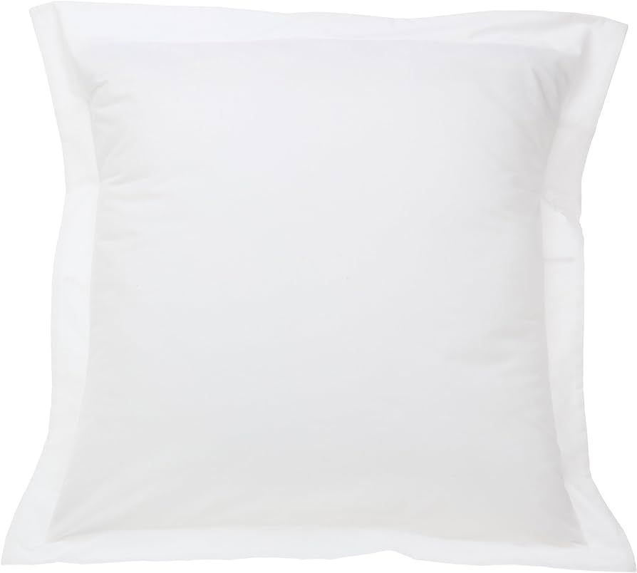 FRESH IDEAS Poplin Tailored Pillow Sham, Euro, 26x26 inches, White | Amazon (US)