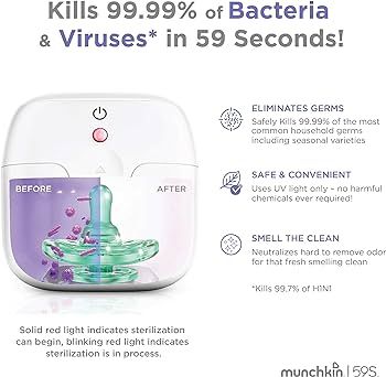 Munchkin Portable UV Sterilizer and Sanitizer Box, Eliminates 99.99% of Germs in 59 Seconds, Mini... | Amazon (US)