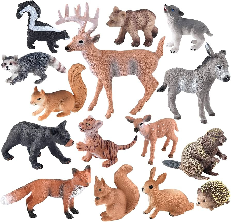 ELECLAND 15Pcs Woodland Animal Figures Forest Animals Figures Miniature Woodland Creatures Figuri... | Amazon (UK)