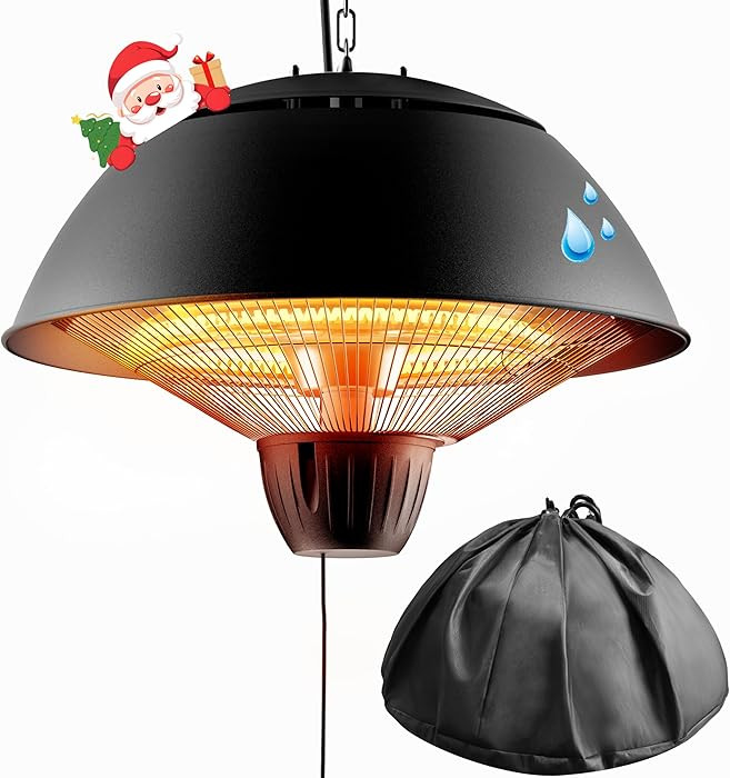 Electric Outdoor Heater, 1500W Hanging Ceiling Mounted Infrared Patio Heater for Outdoor Use, Wat... | Amazon (US)