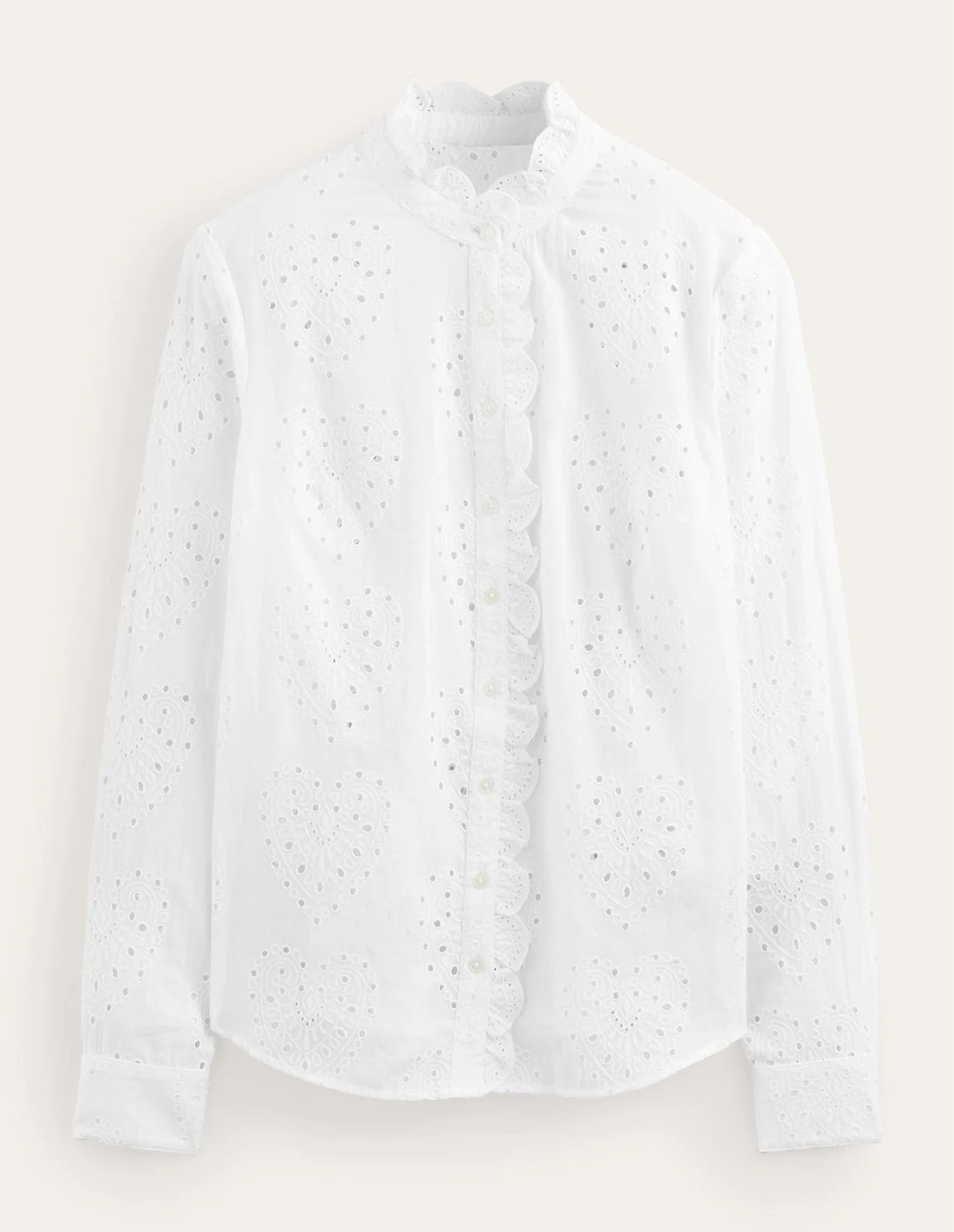 Easy Broderie Shirt - White | Boden EU | Boden (UK & IE)